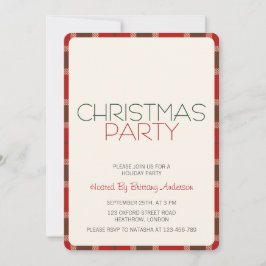 Weihnachtsfeiertage Party Einladung Tartan Kariert