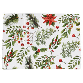 Weihnachtsfeiertage Pine Red Berries Botanischer G Große Geschenktüte