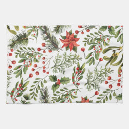 Weihnachtsfeiertage Pine Red Berries Geschirrtuch