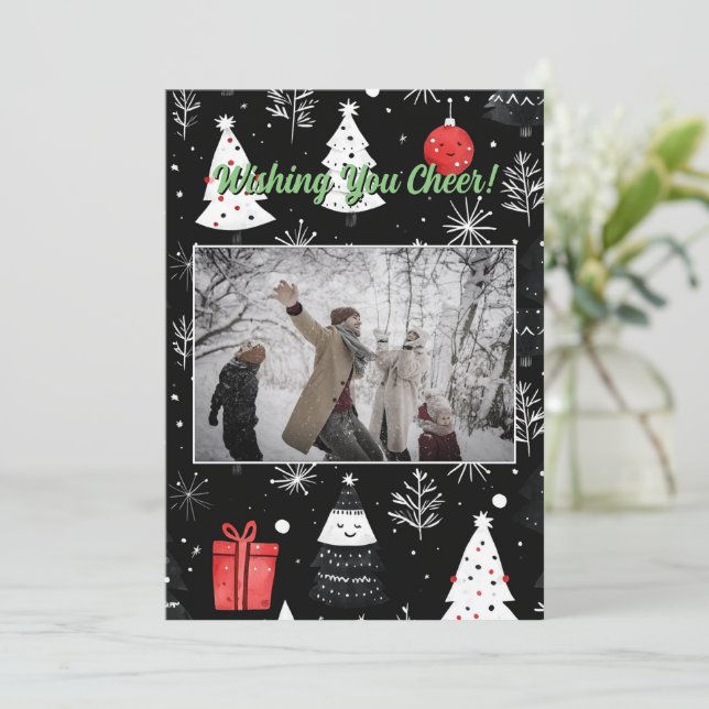 Weihnachtsfeiertage Pine Tree Geschenkkarte Feiertagskarte (Stehend Vorderseite)