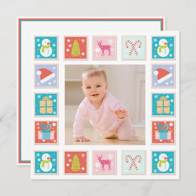Weihnachtsfeiertage Postage Briefmarke Foto Karte (Vorne/Hinten)