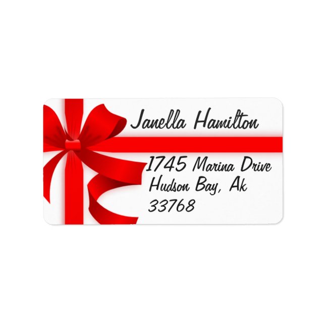 Weihnachtsfeiertage Red Ribbon Bow Address Labels Adressaufkleber (Vorne)