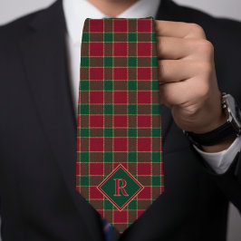 Weihnachtsfeiertage Rot & Grün Muster Monogramm Krawatte
