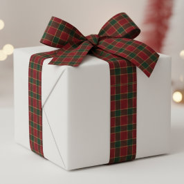 Weihnachtsfeiertage Rot & Grün Tartan Muster Satinband