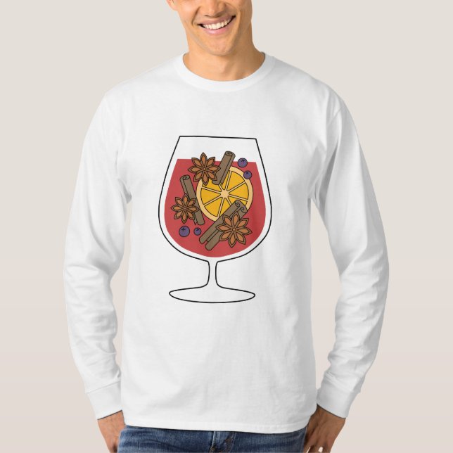 Weihnachtsfeiertage Roter Glühwein würziger Cockta T-Shirt (Vorderseite)