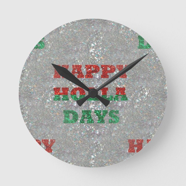 Weihnachtsfeiertage Runde Wanduhr (Vorderseite)