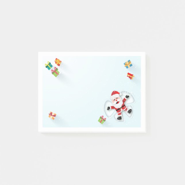 Weihnachtsfeiertage Schneeangel Weihnachtsmann Post-it Klebezettel (Vorderseite)