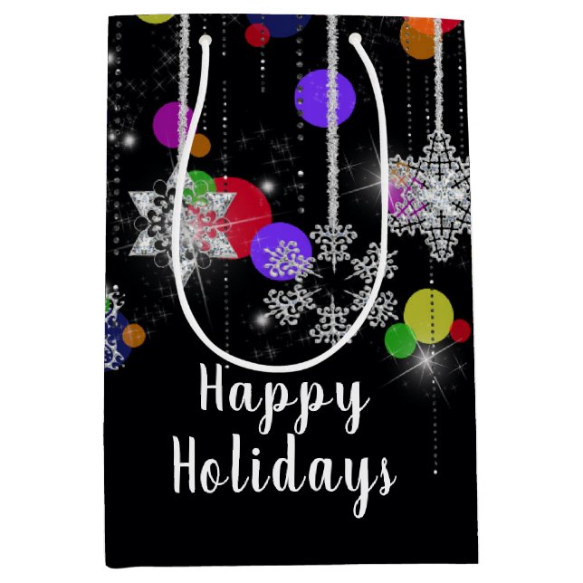 Weihnachtsfeiertage Schneeflocken Mittlere Geschenktüte (Vorderseite)