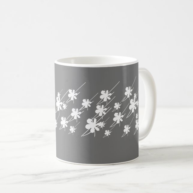 Weihnachtsfeiertage Schneeflocken Muster grau weiß Kaffeetasse (VorderseiteRechts)
