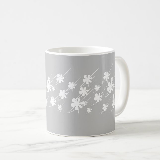 Weihnachtsfeiertage Schneeflocken Muster grau weiß Kaffeetasse (VorderseiteRechts)