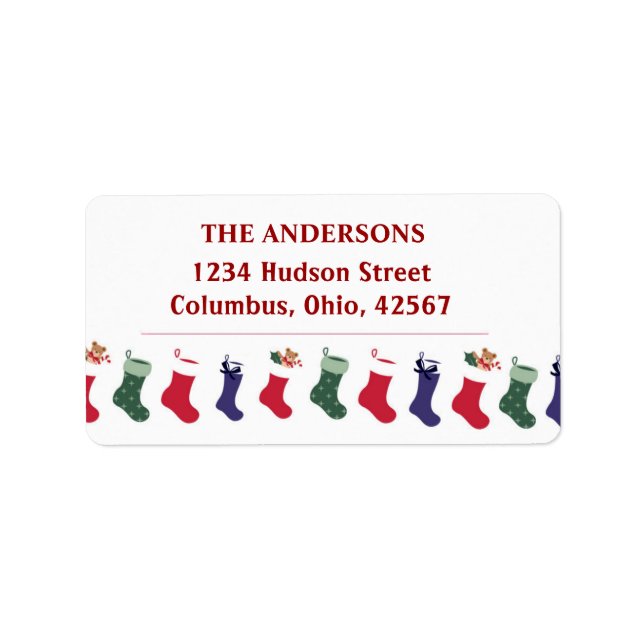Weihnachtsfeiertage Strümpfe Adressetikett (Vorne)