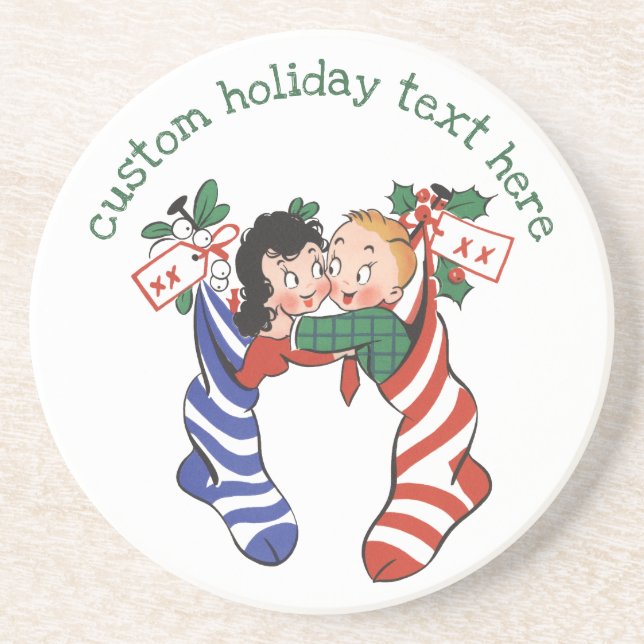 Weihnachtsfeiertage Strümpfe mit Niedlichen Kinder Getränkeuntersetzer (Vorne)