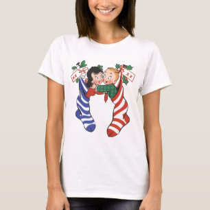 Weihnachtsfeiertage Strümpfe mit Niedlichen Kinder T-Shirt