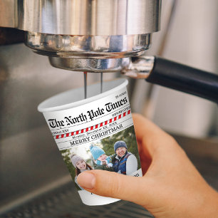 Weihnachtsfeiertage Süße Foto Whimsical Zeitung Pappbecher