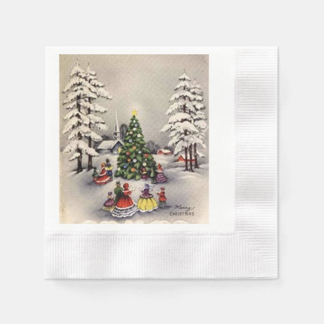 Weihnachtsfeiertage Szene Napkins Serviette (Vorderseite)
