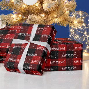Weihnachtsfeiertage Text auf Kariert Geschenkpapier