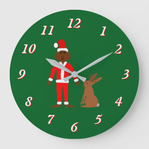 Weihnachtsfeiertage und Jackalope Große Wanduhr