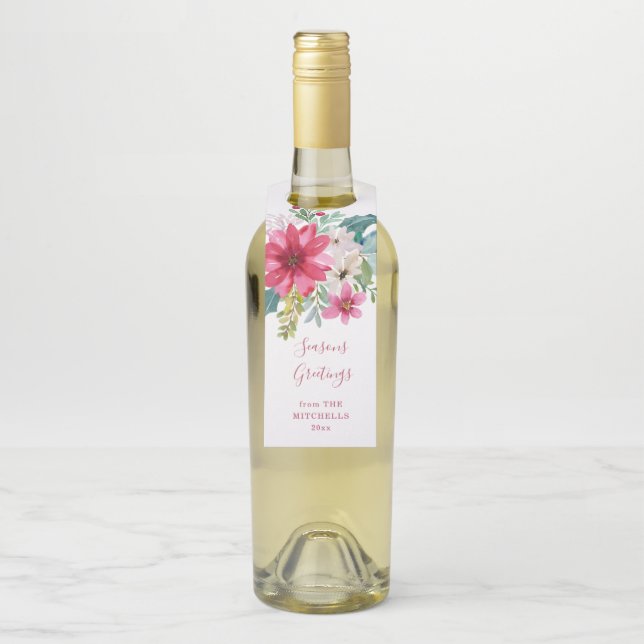 Weihnachtsfeiertage Wasserfarben Blume Flaschenanhänger (Auf Flasche)