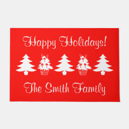 Weihnachtsfeiertage Weihnachten Bäume Rote weiße T Fußmatte
