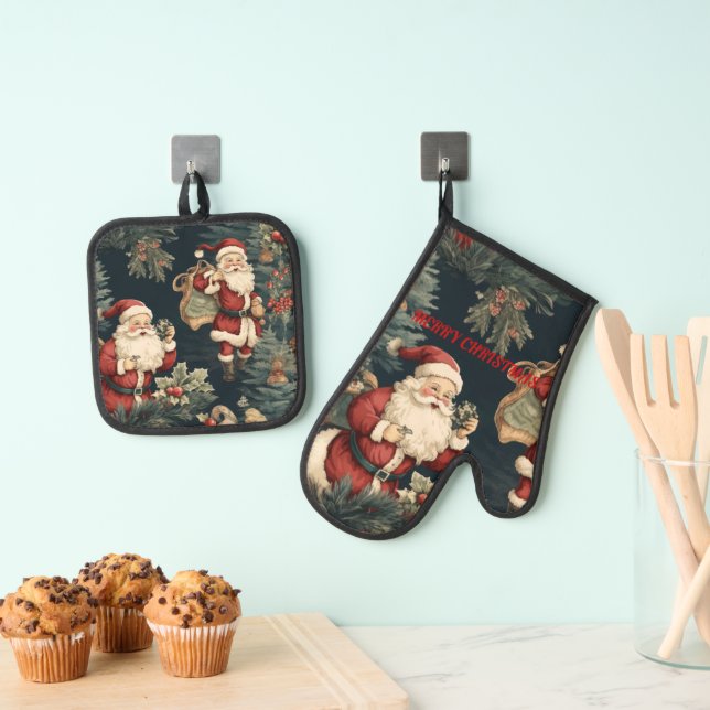 Weihnachtsfeiertage - Weihnachtsgeschenke Ofenhandschuh & Topflappen-Set (Insitu (Hängend))