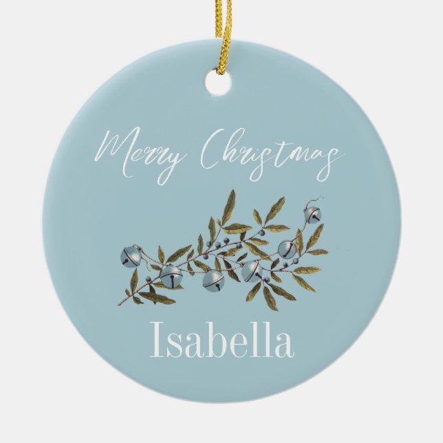 Weihnachtsfeiertage Weihnachtsglocken Botanische B Keramik Ornament (Vorne)