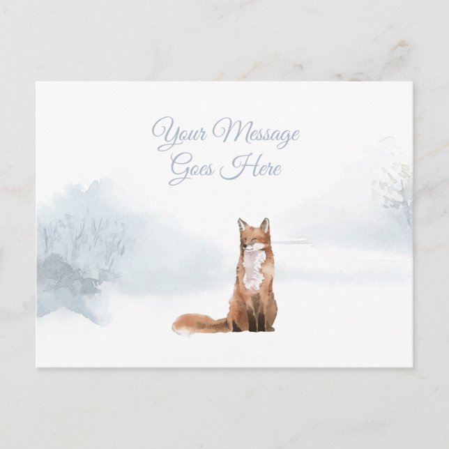 Weihnachtsfeiertage Winter Fox Elegantes Skript Postkarte (Vorderseite)