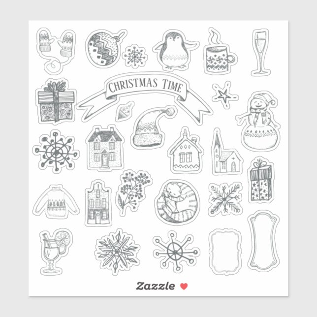 Weihnachtsfeiertage Winter Vintag Bullet Journal Aufkleber (Blatt)