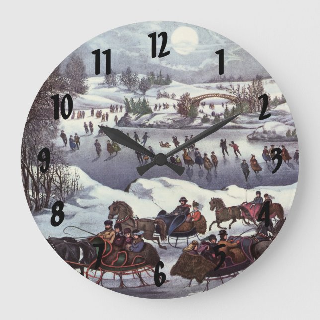 Weihnachtsfeiertage, Zentralpark im Winter Große Wanduhr (Vorderseite)