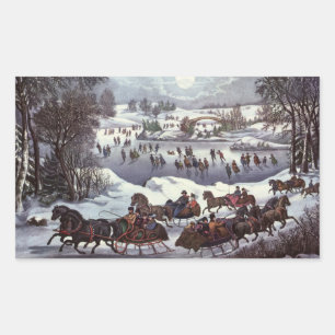 Weihnachtsfeiertage, Zentralpark im Winter Rechteckiger Aufkleber