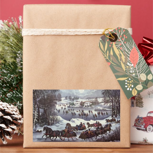 Weihnachtsfeiertage, Zentralpark im Winter Rechteckiger Aufkleber (Feiertag)