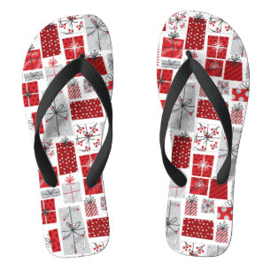 Weihnachtsfeiertagen Feierliche Rot Silber Moderne Flip Flops