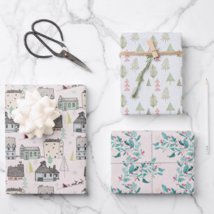 Weihnachtsfeiertagen Hygge Nordic Holly Berries Geschenkpapier Set