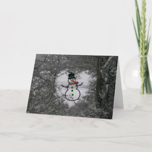 Weihnachtsfeiertagen Winterschnee Foto Snowman Car Feiertagskarte