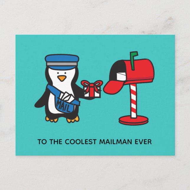 Weihnachtsfeiertagmailman-Post-Dame Postkarte (Vorderseite)