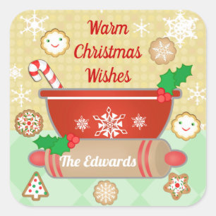Weihnachtsfeiertags-Backen-Gewohnheits-Aufkleber Quadratischer Aufkleber