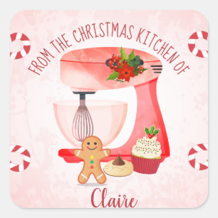 Weihnachtsfeiertags-Backen-Kochen Quadratischer Aufkleber