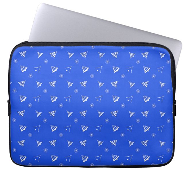 Weihnachtsfeiertags-Blaumuster Laptopschutzhülle (Vorderseite)