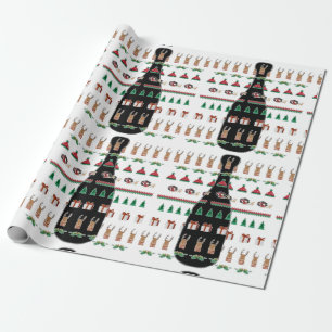 Weihnachtsfeiertags-Champagne-Flaschen-Geschenk Geschenkpapier