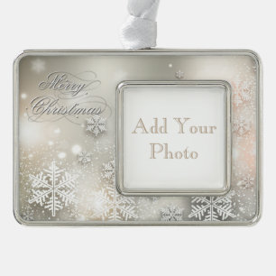 Weihnachtsfeiertags-elegante Rahmen-Ornament Silber