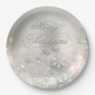 Weihnachtsfeiertags-elegante Schneeflocke-Platte Pappteller