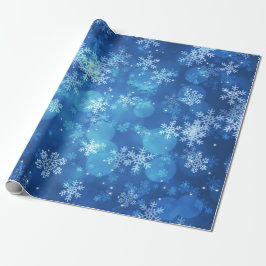 Weihnachtsfeiertags-Glitzern u. Schneeflocken blau Geschenkpapier