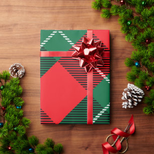 Weihnachtsfeiertags-Karo-Tartan Rot Grün Weiß Geschenkpapier