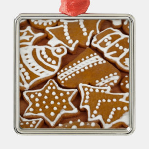 Weihnachtsfeiertags-Lebkuchen-Plätzchen Silbernes Ornament
