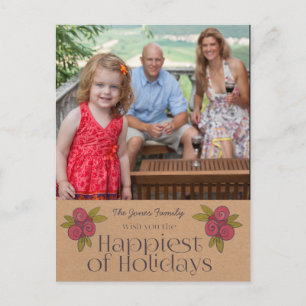 Weihnachtsfeiertags-rote Feiertagspostkarte