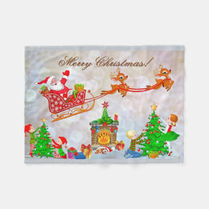 Weihnachtsfeiertags-Sankt-Cartoon-Fleecedecke Fleecedecke