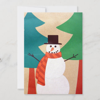Weihnachtsfeiertags-Schneemann u. Bäume Feiertagskarte