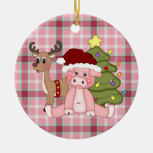 Weihnachtsfeiertags-Schweinverzierung Keramikornament