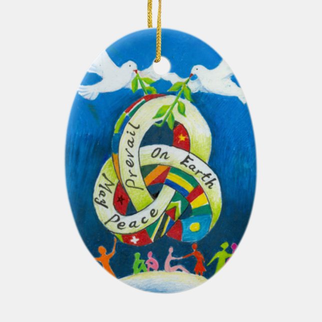 Weihnachtsfeiertags-Verzierung - Weltfrieden Keramik Ornament (Hinten)