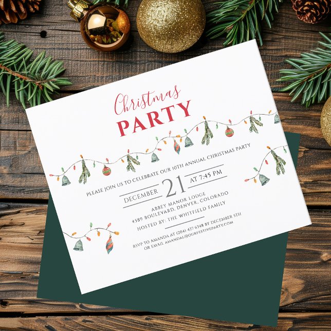 Weihnachtsfeiertagsbüro - Party Einladung (Elegant Festive Rustic Christmas Party Invitation)