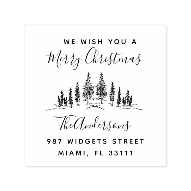 Weihnachtsfeiertagskiefer Rustikale Rücksendeadres Permastempel (Design)